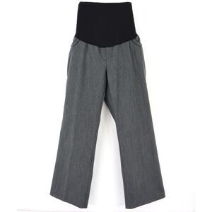 Two Hearts Maternity Dress Pants Womens L Gray Striped‎ Polyester Pockets Flared